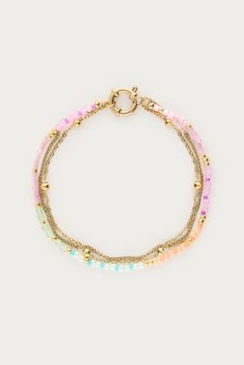 My Jewellery Bracelet triple beads pink Goud