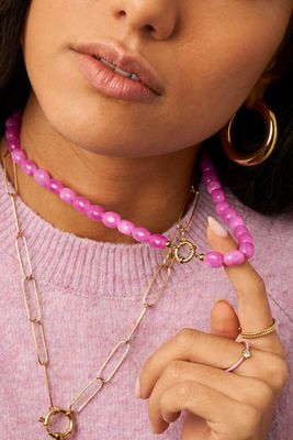 My Jewellery fuchsia kralenketting Goud