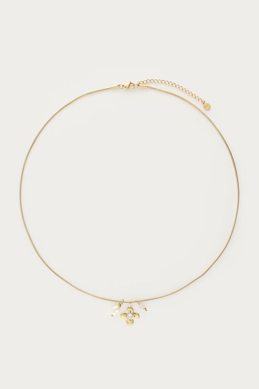 My Jewellery Botanical ketting met bloem en strass steen goud