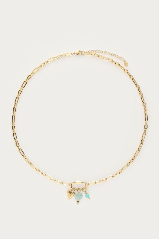 My Jewellery Botanical schakelketting met groene bedels goud