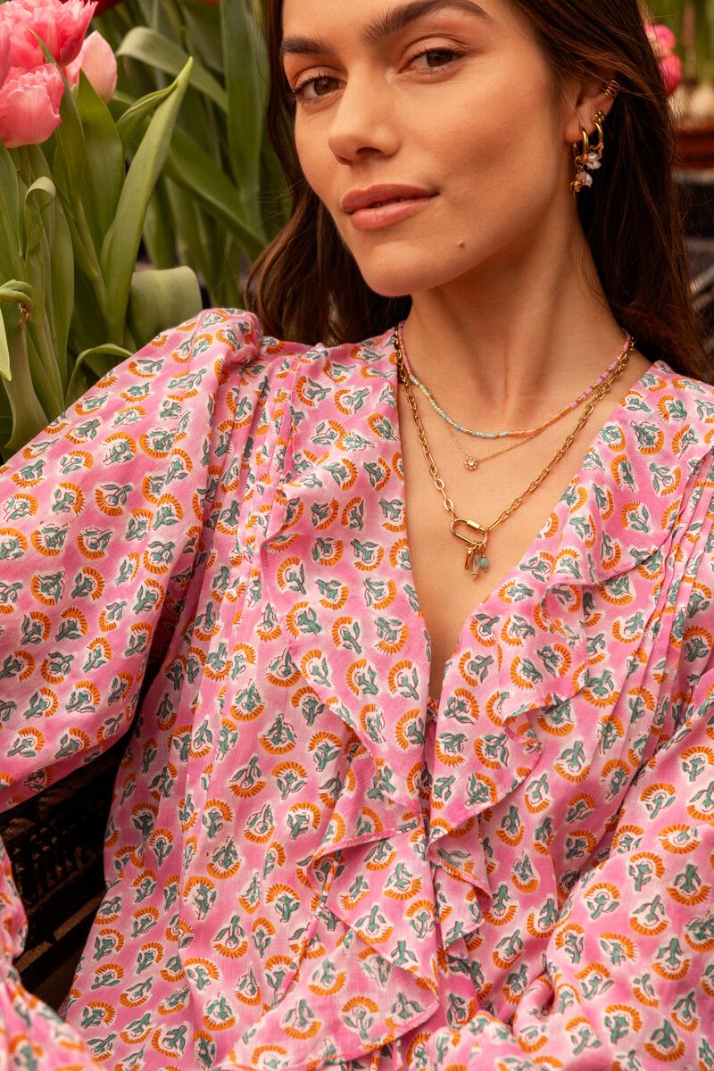 My Jewellery Botanical schakelketting met groene bedels goud