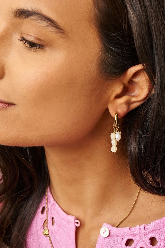 My Jewellery Earrings hoop yellow and pearl Goud