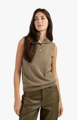 YAYA Gebreide top met kraag Bruin