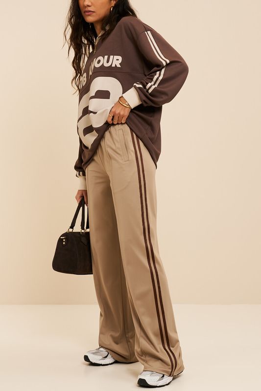 My Jewellery Beige wijde jogger broek met strepen