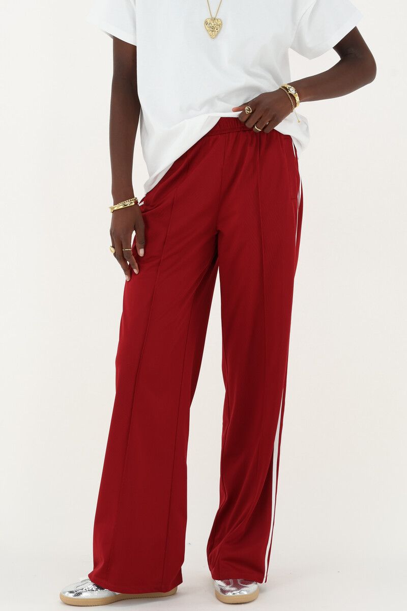My Jewellery Rode wijde jogger broek met strepen
