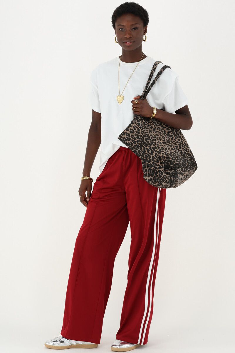 My Jewellery rode wijde jogger broek met strepen