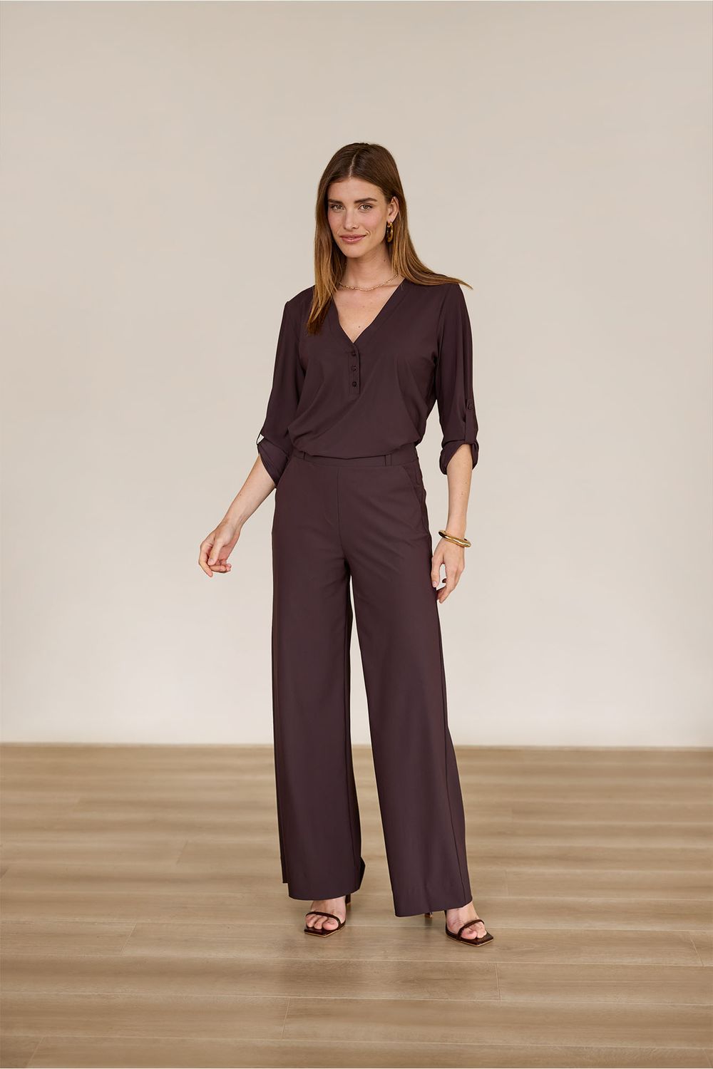 Studio Anneloes Lexie LONG bonded trousers Bruin
