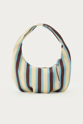 My Jewellery schoudertas denim strepen bruin