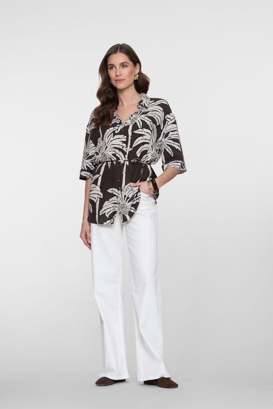Geisha blouse met print Bruin