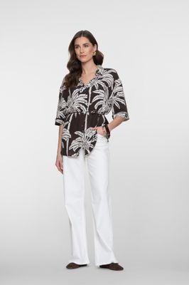 Geisha blouse met print Bruin