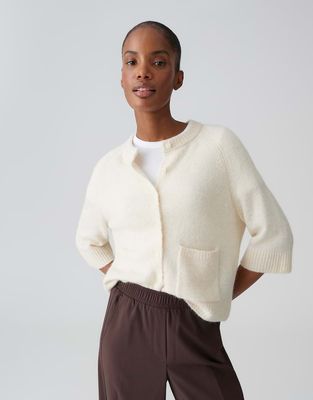 Opus vest halflange mouw beige