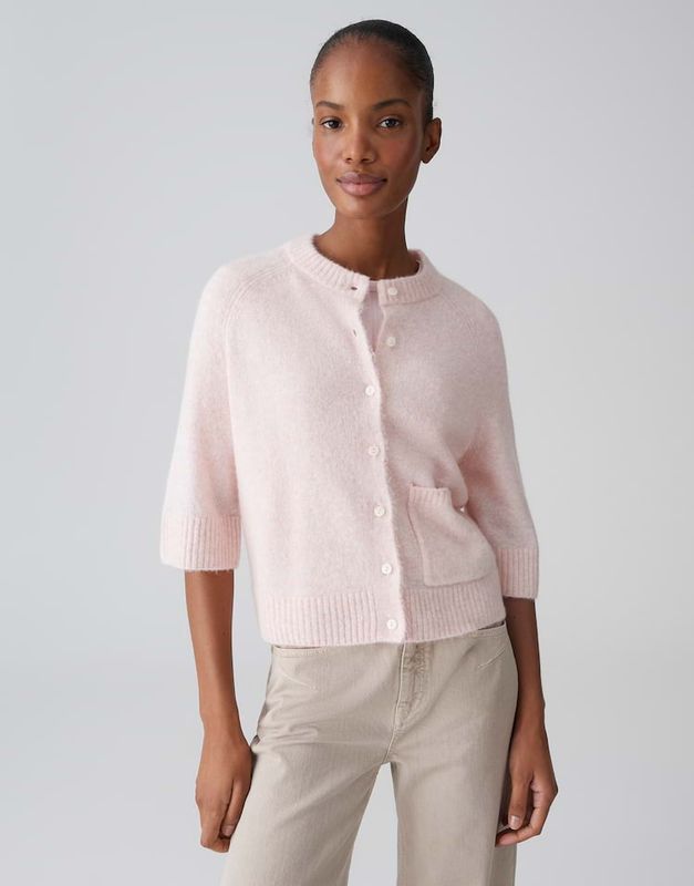 Opus Vest met halflange mouw roze