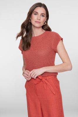 Geisha Pullover lurex mouwloos Rood