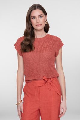 Geisha Pullover lurex mouwloos Rood