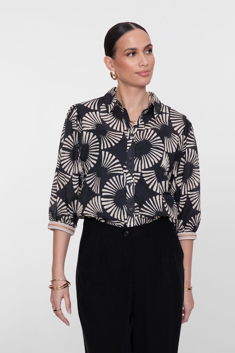 Geisha blouse met print Zwart