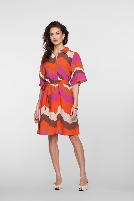 Geisha Jurk met print Ecru