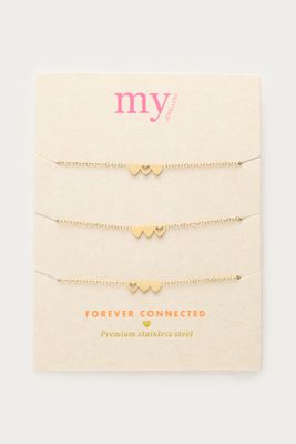 My Jewellery armbanden set drie hartjes Goud