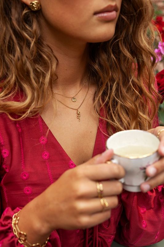 My Jewellery vintage ketting met platte roos Goud