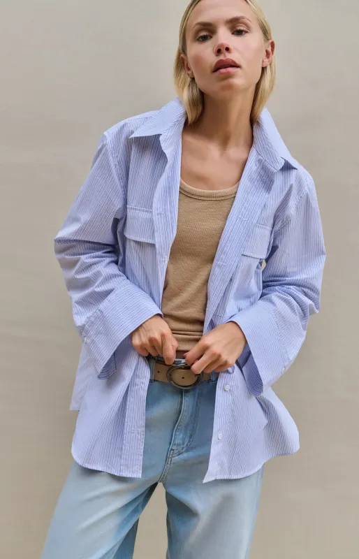 YAYA gestreepte boyfriend blouse Blauw