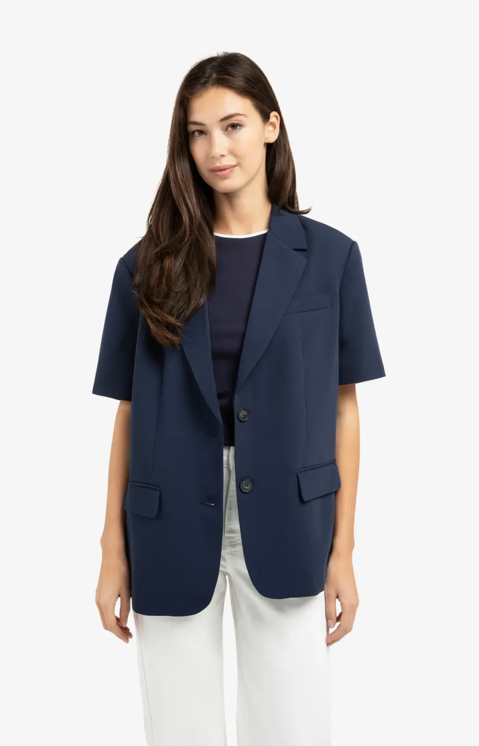 YAYA blazer met korte mouwen Blauw