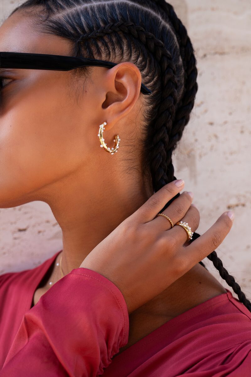 My Jewellery Earrings hoop &amp; pearls Goud