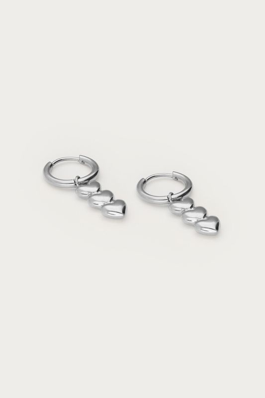 My Jewellery oorringen met drie hartjes Zilver