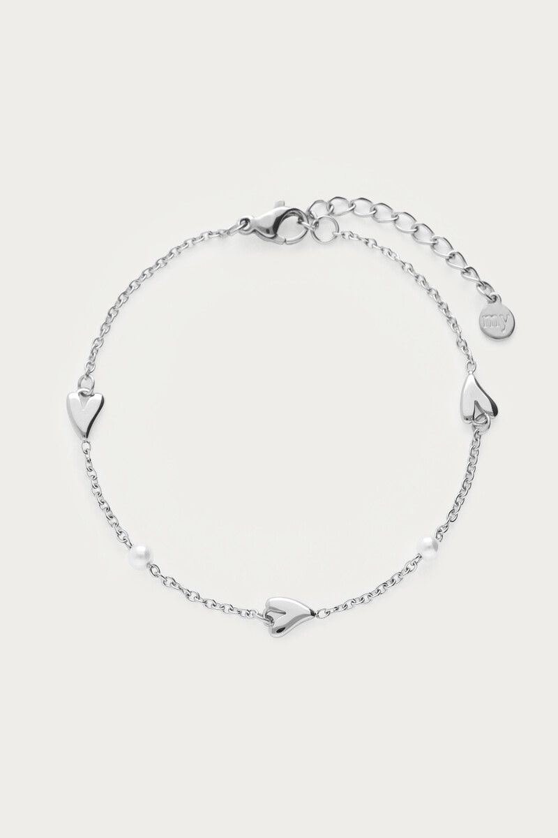 My Jewellery armband met hartjes en imitatieparels Zilver