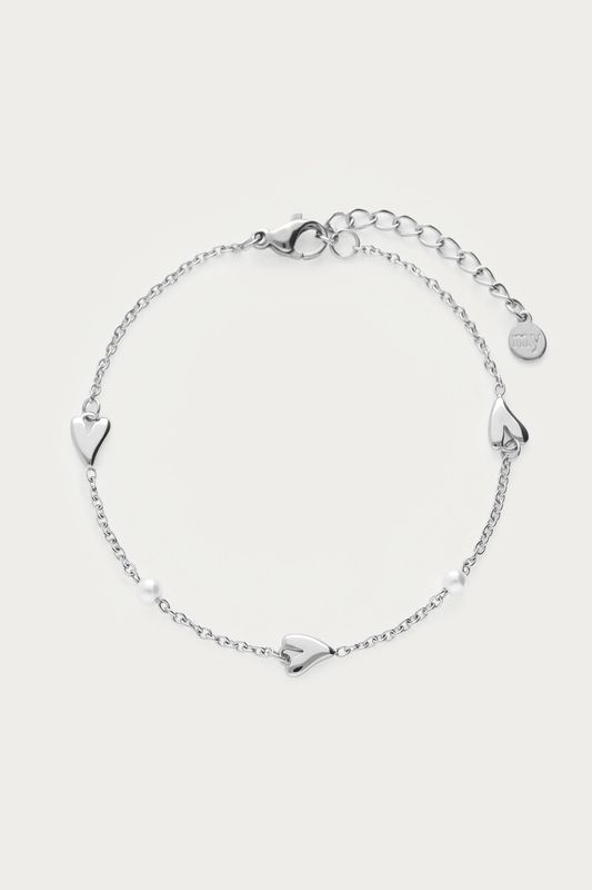 My Jewellery armband met hartjes en imitatieparels Zilver