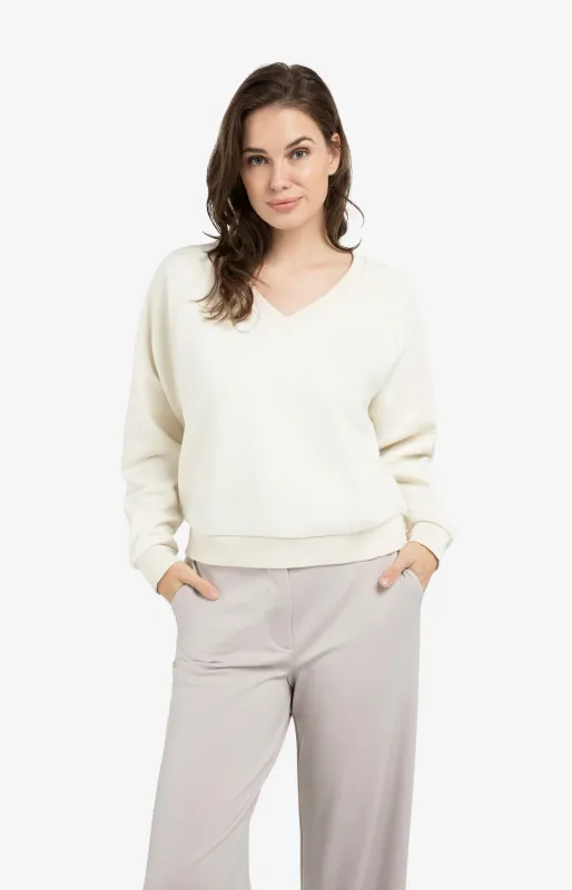 YAYA sweater met V-hals Ecru