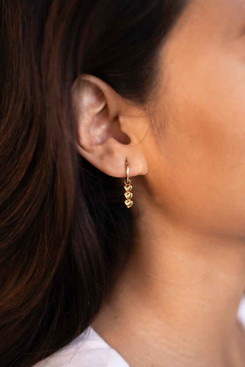 My Jewellery oorringen met drie hartjes Goud