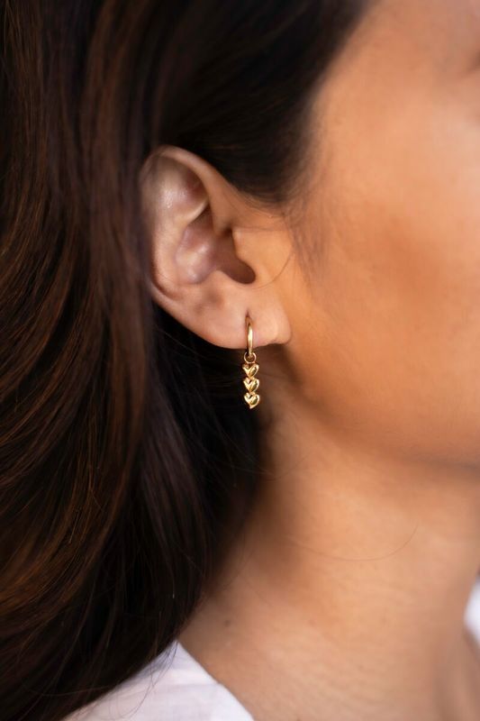 My Jewellery oorringen met drie hartjes Goud