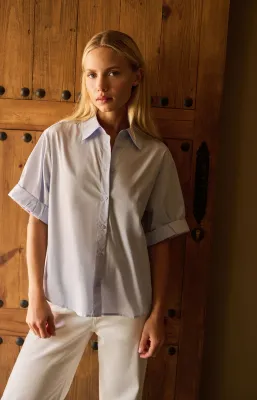 YAYA blouse met omgeslagen mouwen Blauw