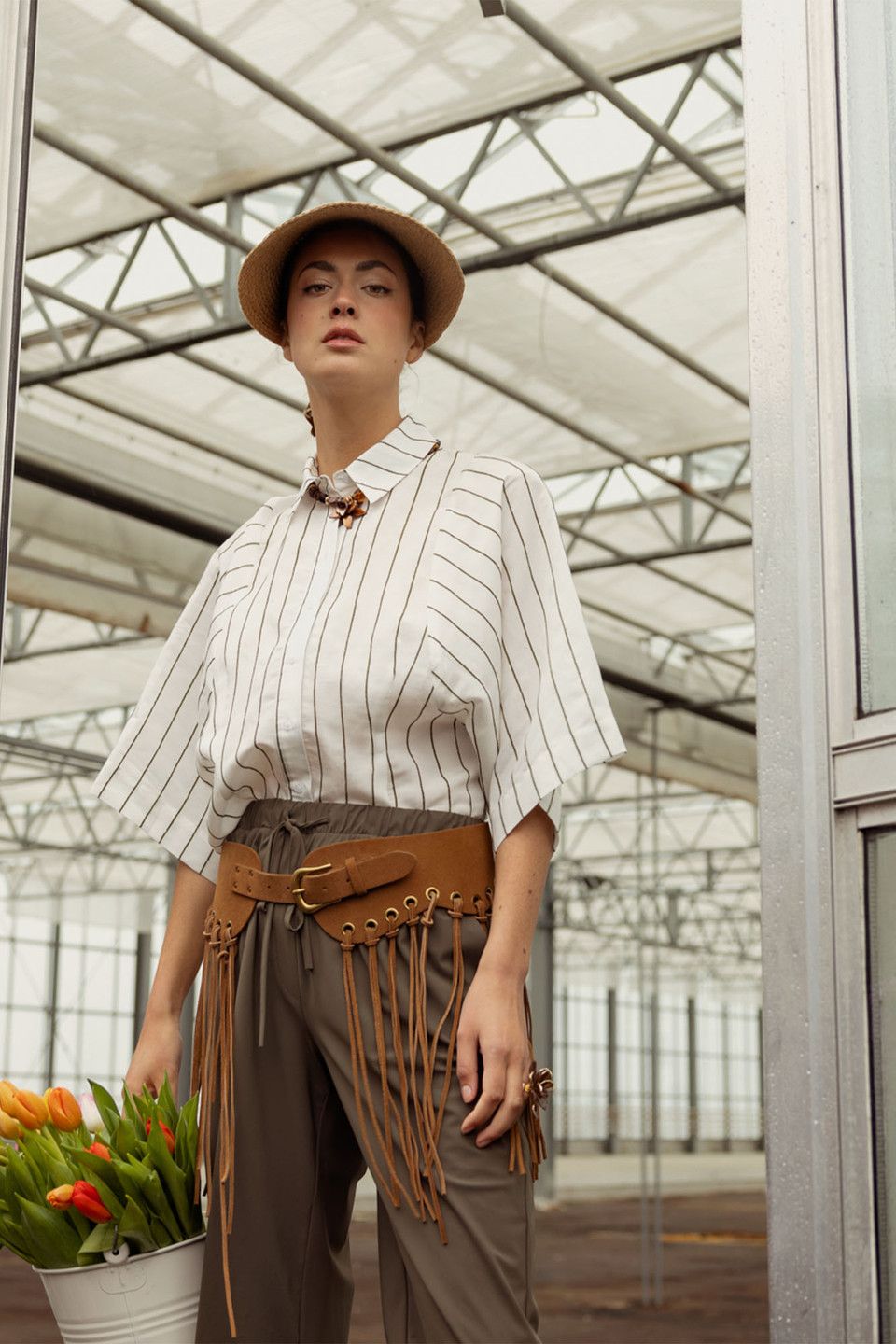 Studio Anneloes Fabienne stripe blouse Ecru