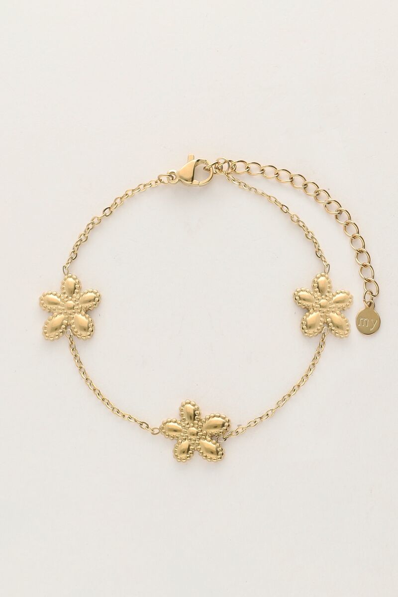 My Jewellery Island armband met 3 bloemen Goud