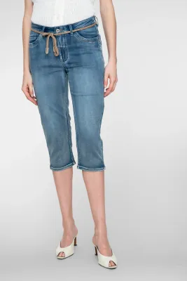 Geisha denim capri jeans mid blue