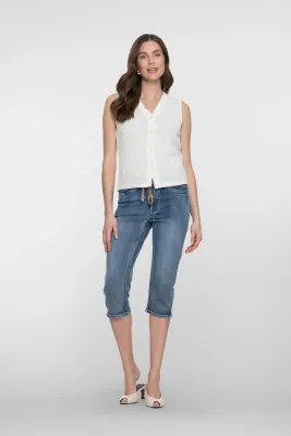 Geisha denim capri jeans mid blue