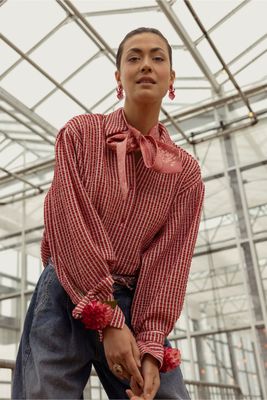 Studio Anneloes Ivara seersucker blouse Rood