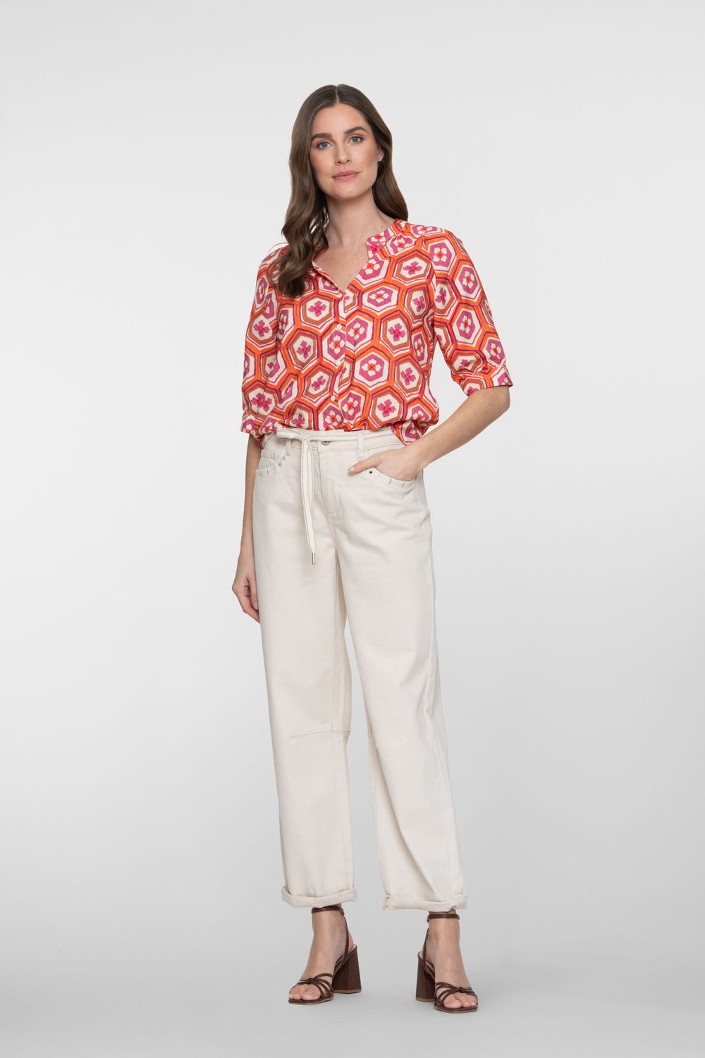 Geisha Jeans balloon linen mix Ecru