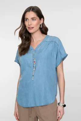 Geisha Top lyocell Blauw Suze