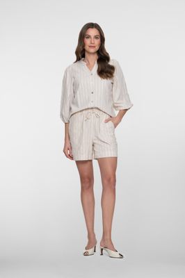 Geisha Blouse lurex stripe Ecru