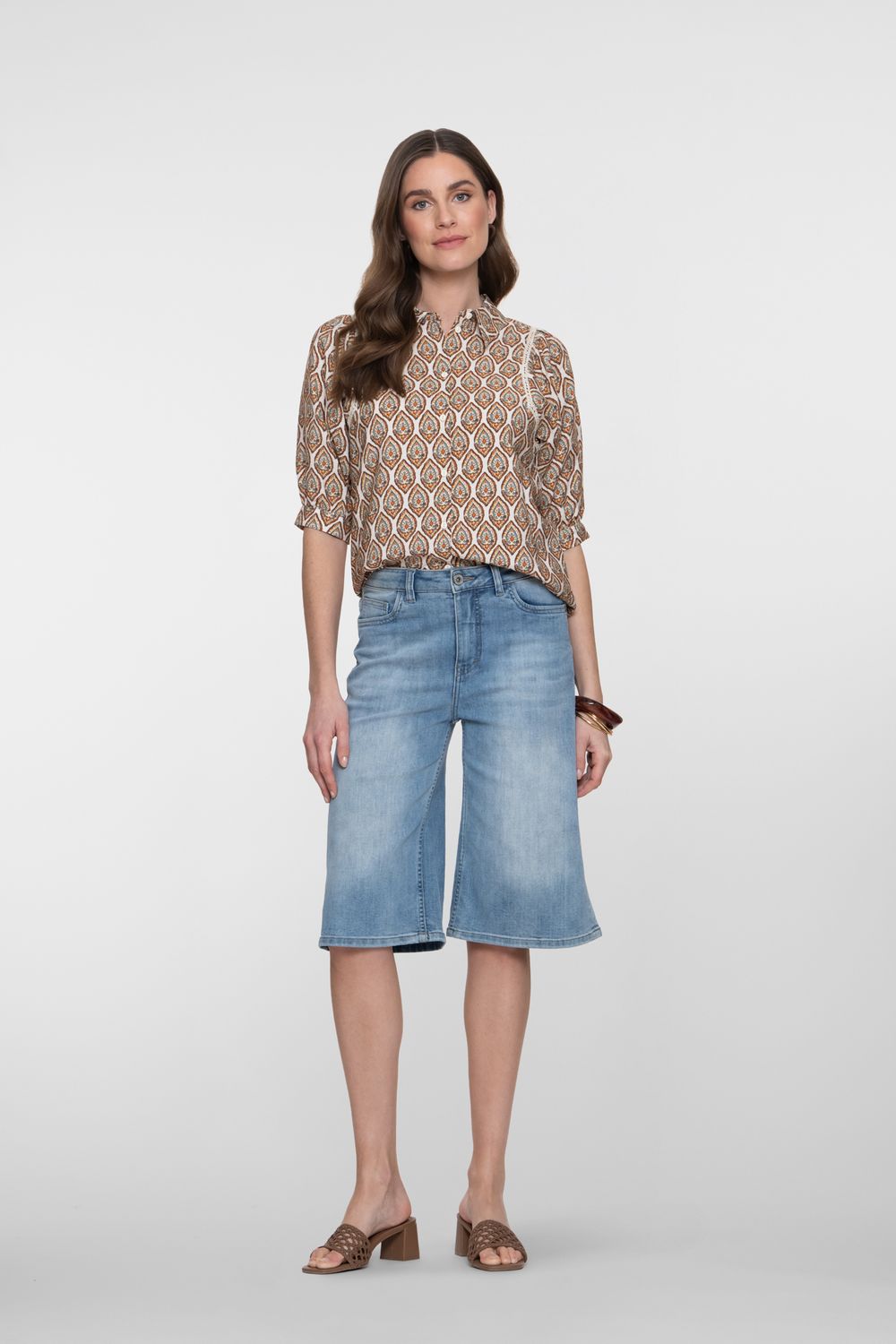 Geisha Jeans short long Blauw