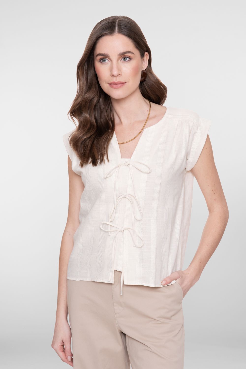Geisha Blouse Bow Beige