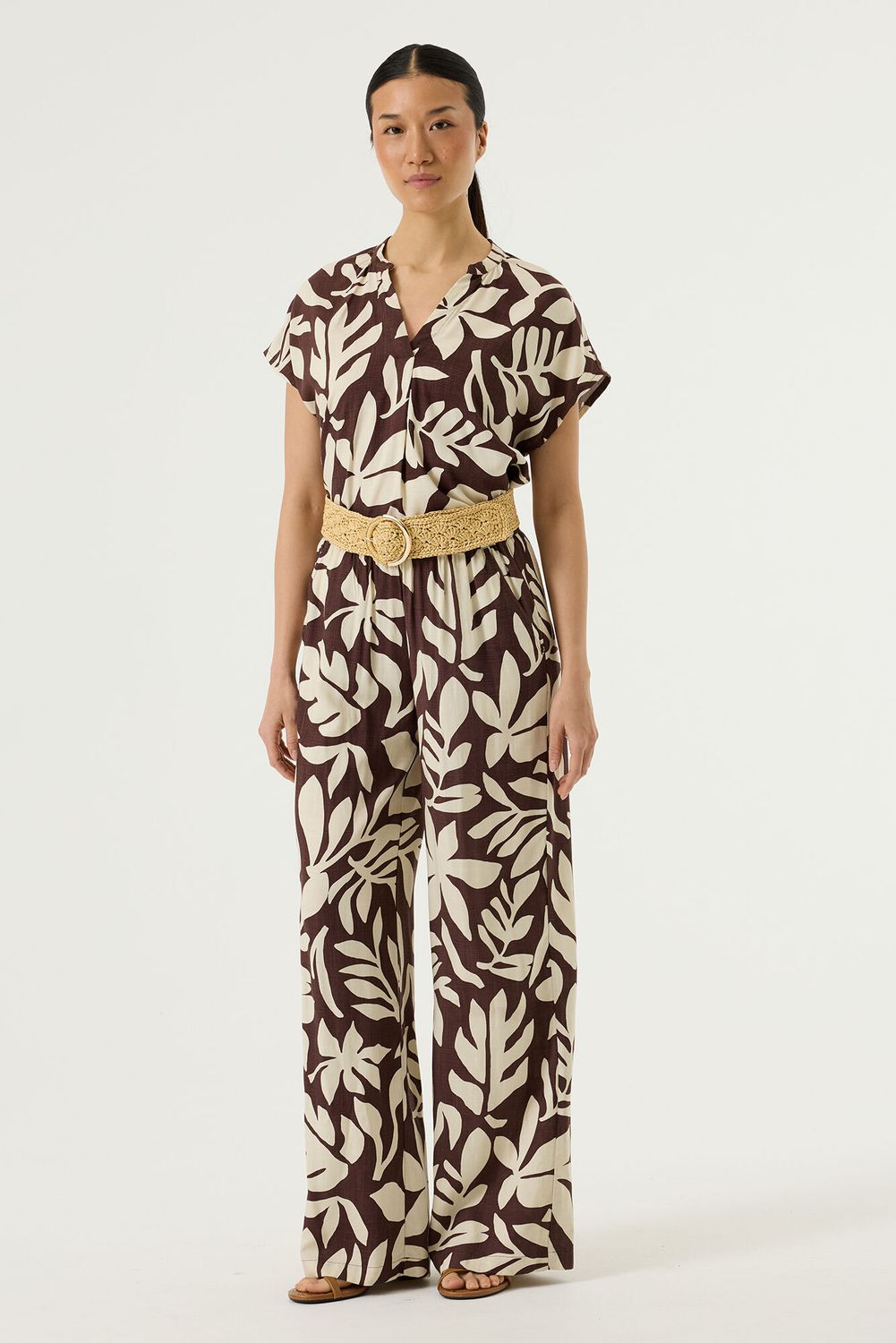 Garcia Broek met print Bruin