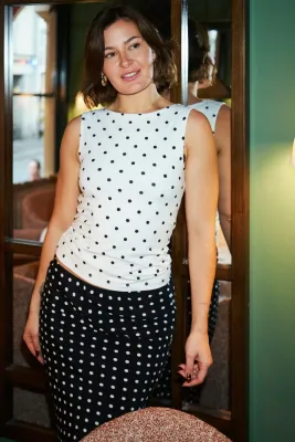 Neo Noir Ditty Jersey Dot Top Wit