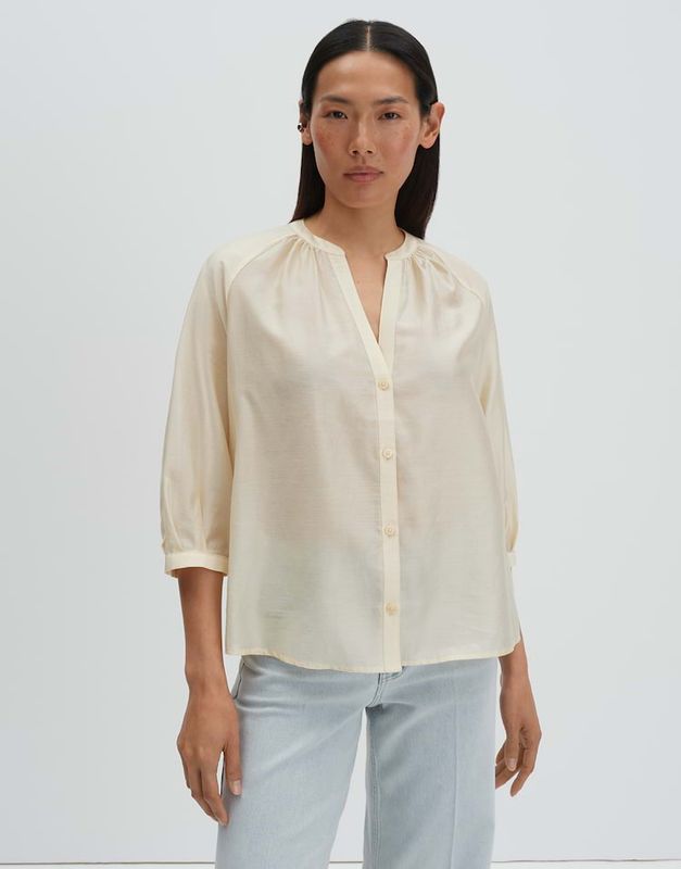 Someday Fijn glanzende blouse geel