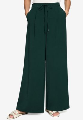 Zero Stoffen broek met strikceintuur Groen