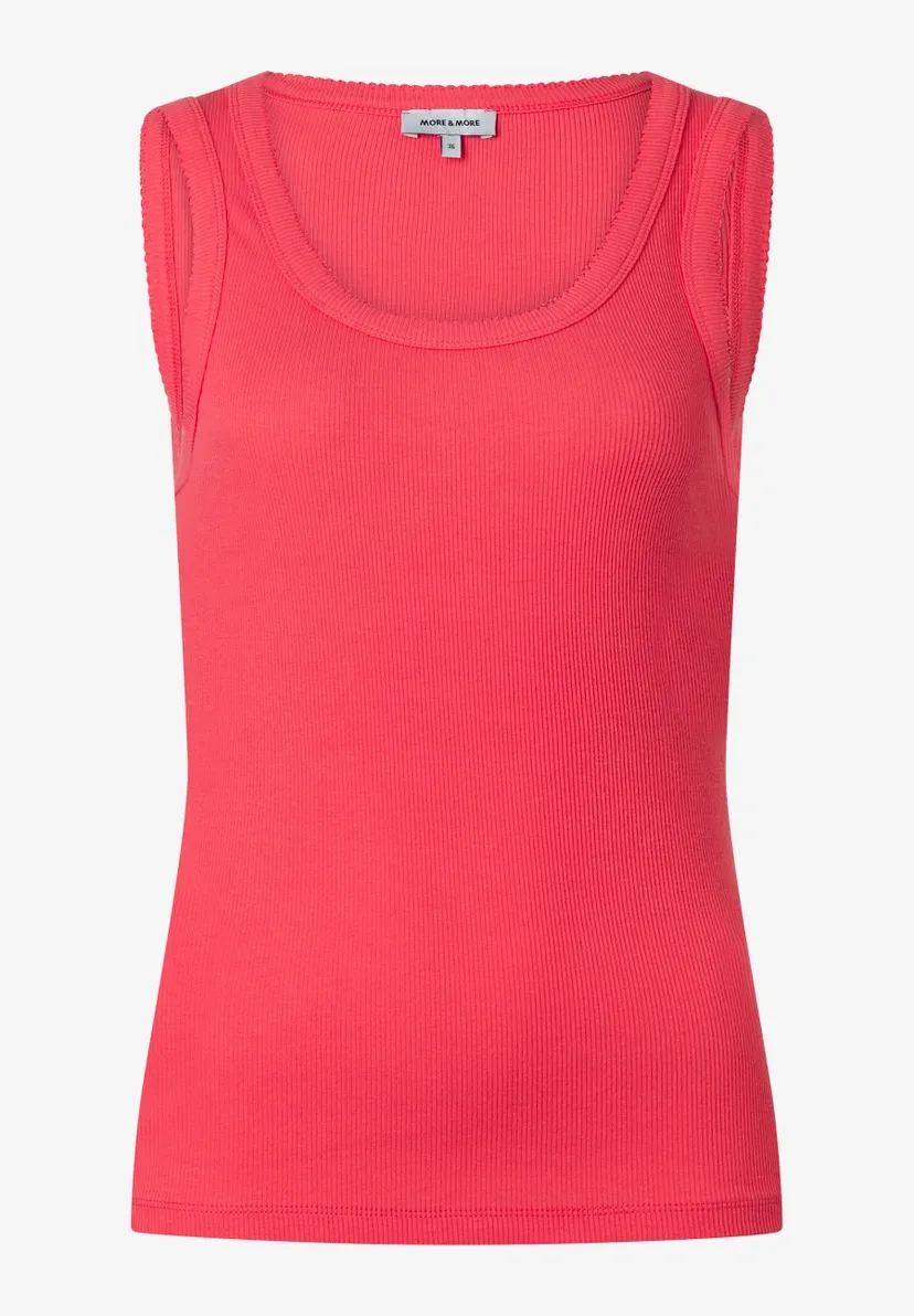 More &amp; More Top geribbelde bovenkant roze