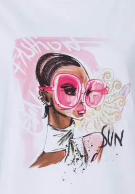 More & More T-shirt met print op de voorkant wit