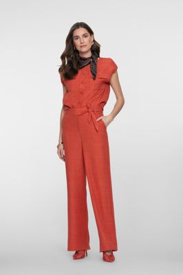 Geisha pantalon met linnenlook Oranje