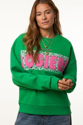 My Jewellery groene sweater met kant "Rue des rosiers"